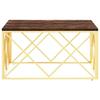 VidaXL Table basse doré acier inoxydable et bois massif récupération 349974