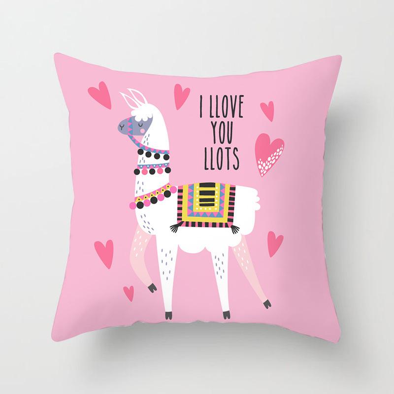 New Cartoon Alpaca Series Pillowcase Home Sofa Release Art Cushion Pillowcase Lazy People