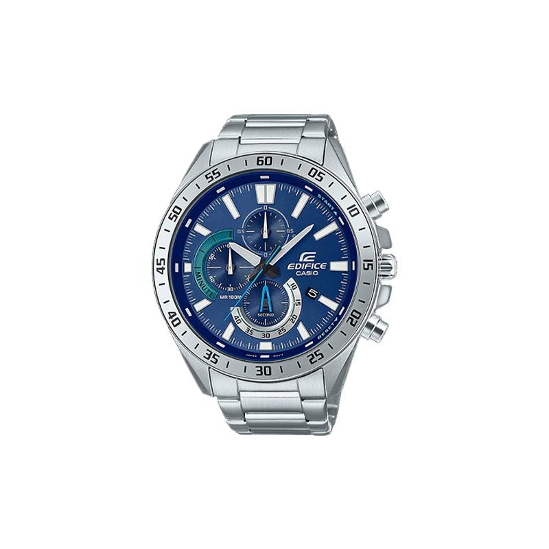 

Casio EDIFICE series standard timepiece series fashionable classic one-touch three-fold clasp 1/10 stopwatch quartz movement Japanese and EFV-620D-2AV синий