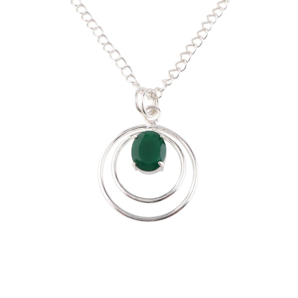 Green Onyx Gemstone 925 Sterling Silver Jewelry Women's Pendant Gift For Mother PP-61-17