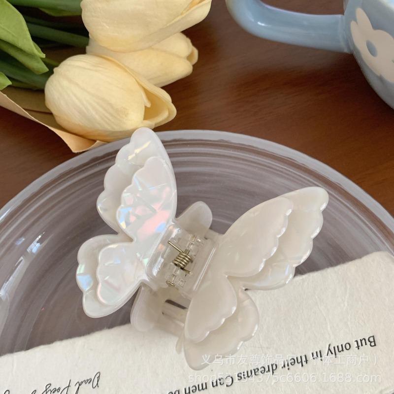 Iridesy Double-layer Butterfly Acetate Hairpin Women's Semi-tied Hair AccessoryShark Clip