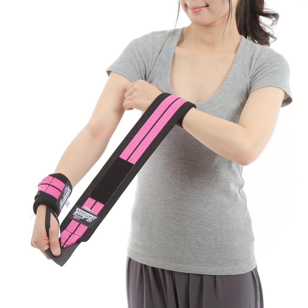 Schiek Wrist 24 for Free Weight Pink Wraps, Inches, Training, ()