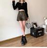 Kaffeefarbene PU-Leder High-Waist A-Linien-Shorts für Damen - Herbst/Winter Lässig Lockerer Schnitt, Hot Girl Stil, Bootcut-Hosen, Maillard-inspiriert.