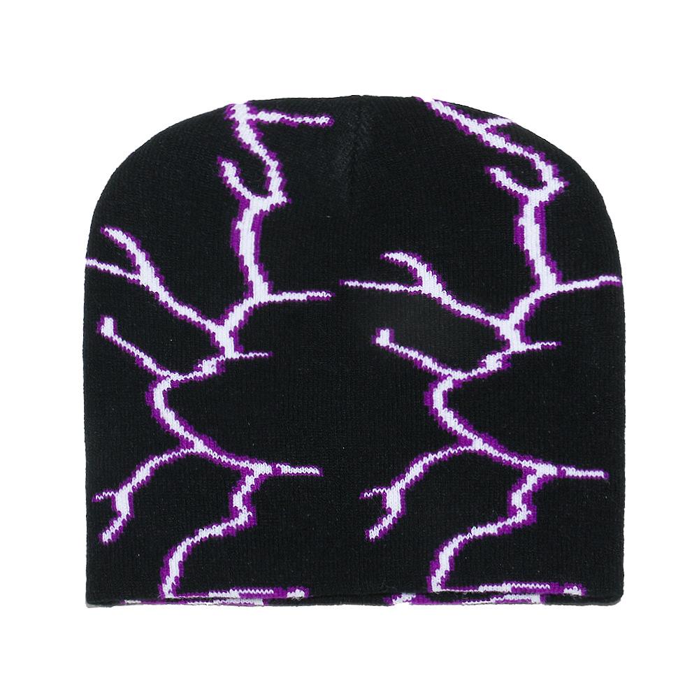 Beanie lightning cool wind knitted hat dark wool hat men's and women's ski cold hat hip hop