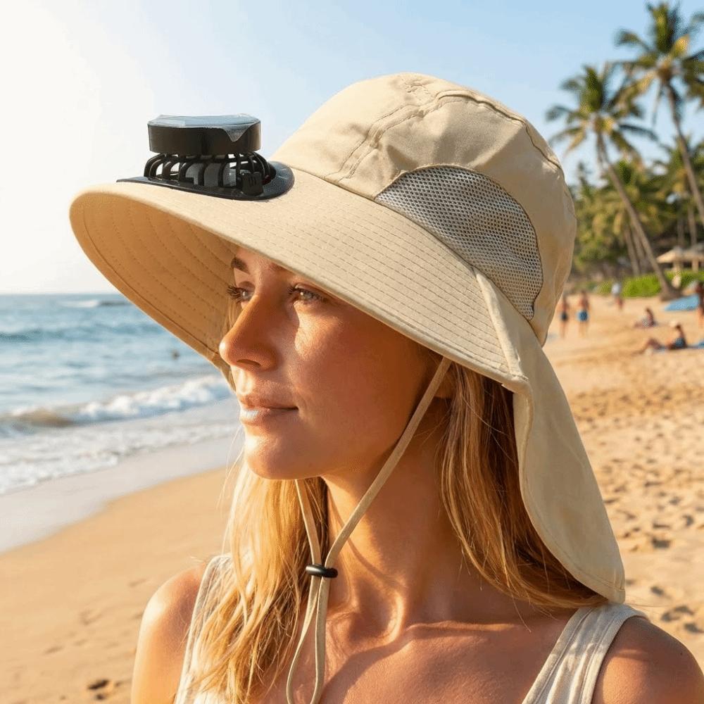 Breathable Sun Hat with Fan Strong Wind Fishing Bucket Hat Convenient Summer Fan Visor Cap Sport