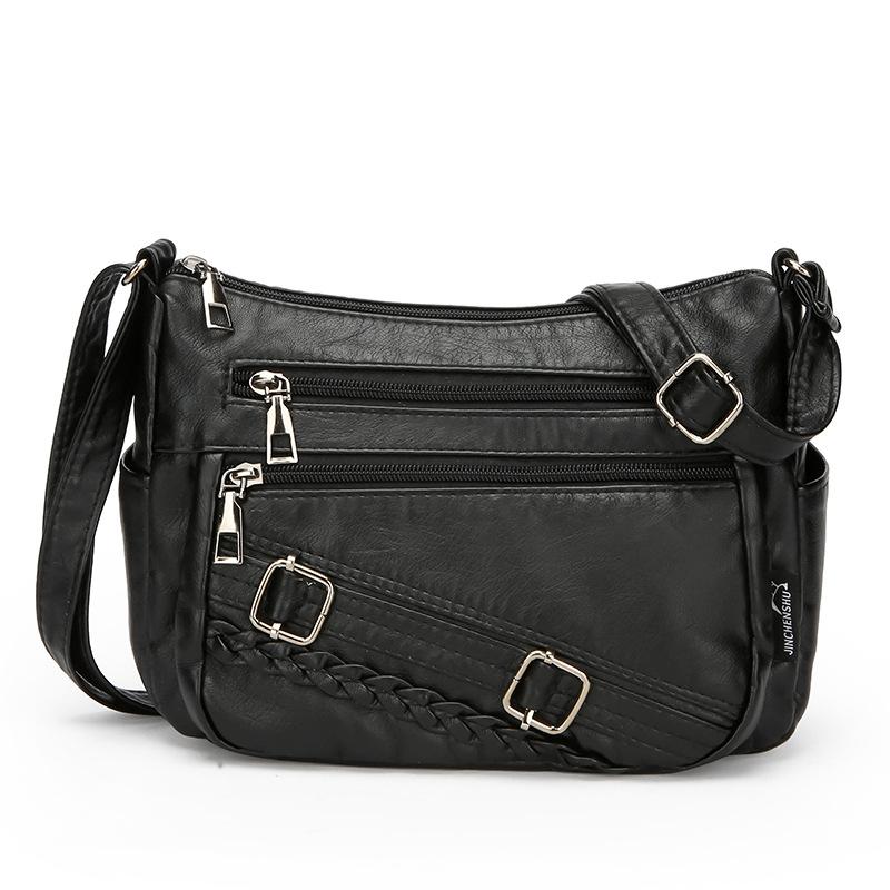 Retro Fashion Trend Four Seasons Soft Leather Multi-compartment Multi-pocket High-end Multi-compartment Single Shoulder Messenger Bag Women's Bag