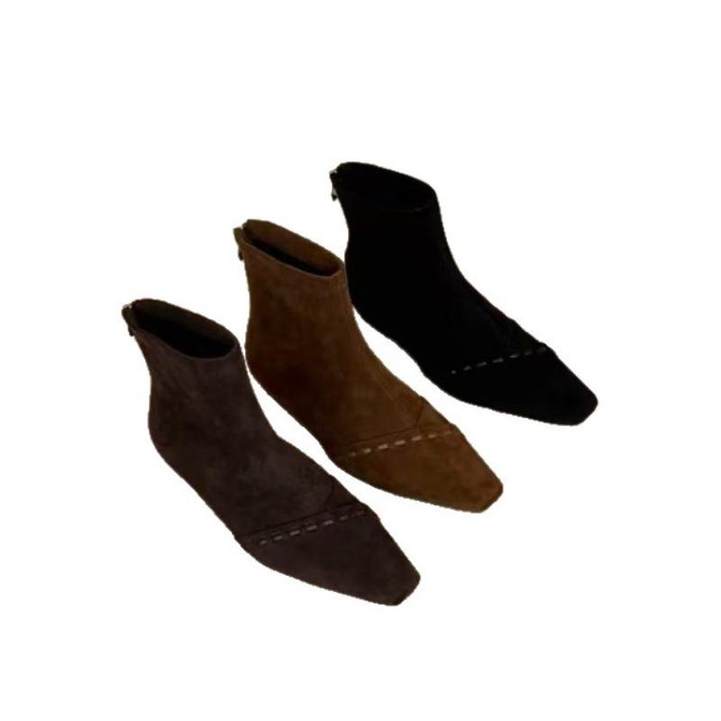 Retro inner heightening pointed versatile short boots early autumn new thin boots small bare boots fashion short boots women