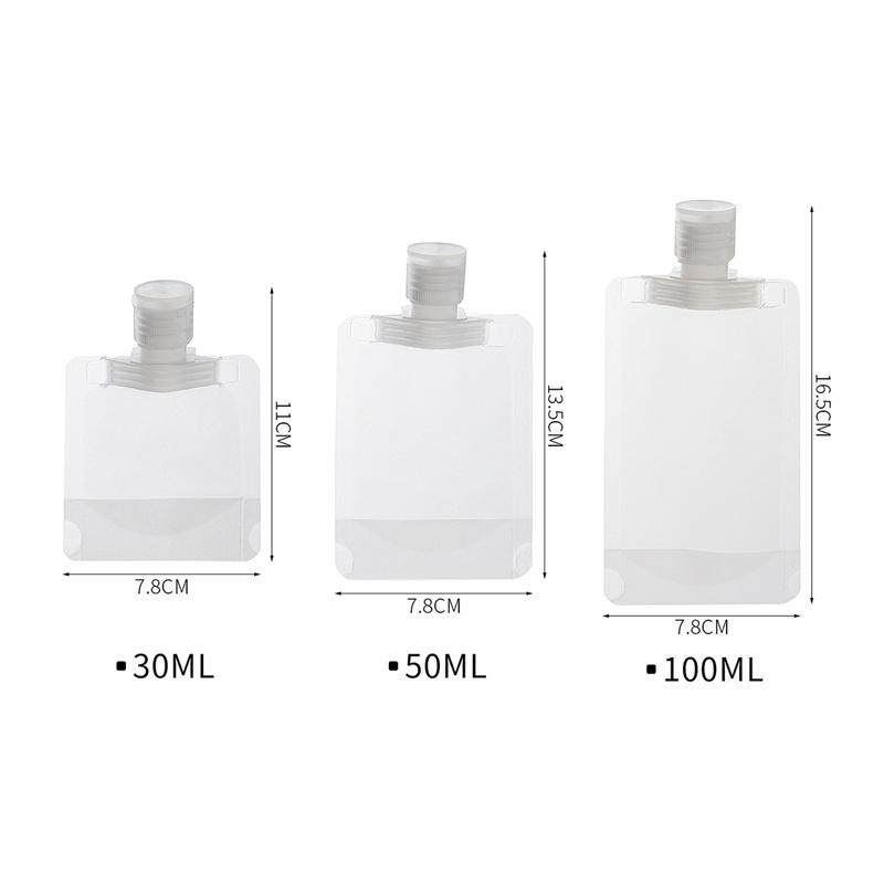 30/100 ml dávkovač lotion sáček Cestovní opakovaně použitelné sáčky Šampon Tekutý nepropustný znovu plnitelný kosmetický obal Skladovací nádoba