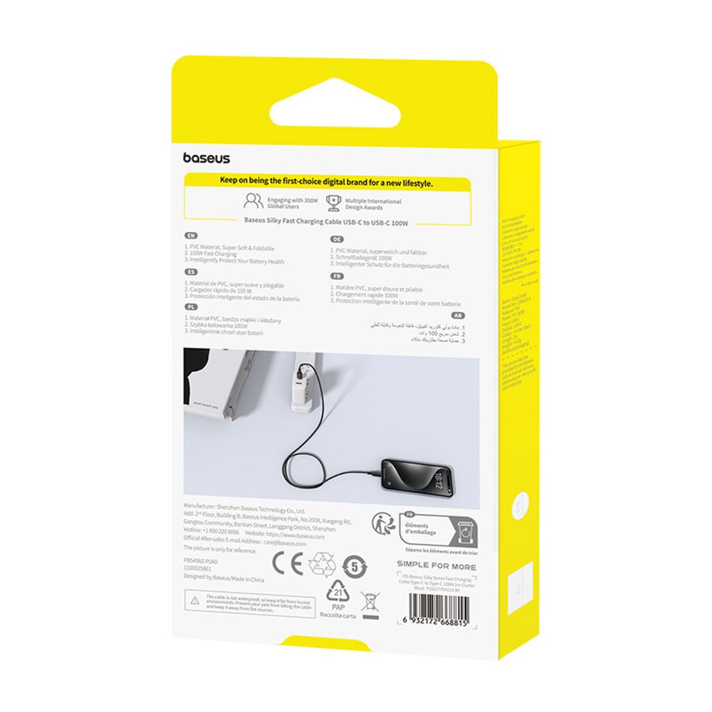 Kabel przewód USB-C 100W 1m - czarny