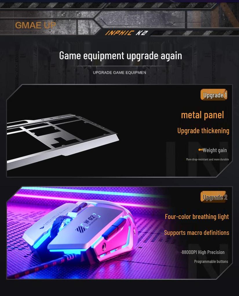 K2 Silent Wired Gaming Keyboard & Mouse Set for Home and Office Use