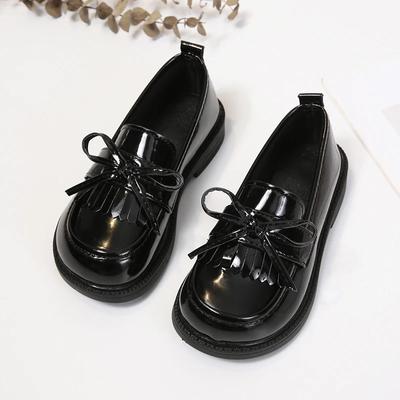 Jenter Skinnsko for Fest Bryllup Barn Loafer for Skole Myke Såler Enkle Mote for Barn Dusker Sløyfe Sklisikker Fritidssko