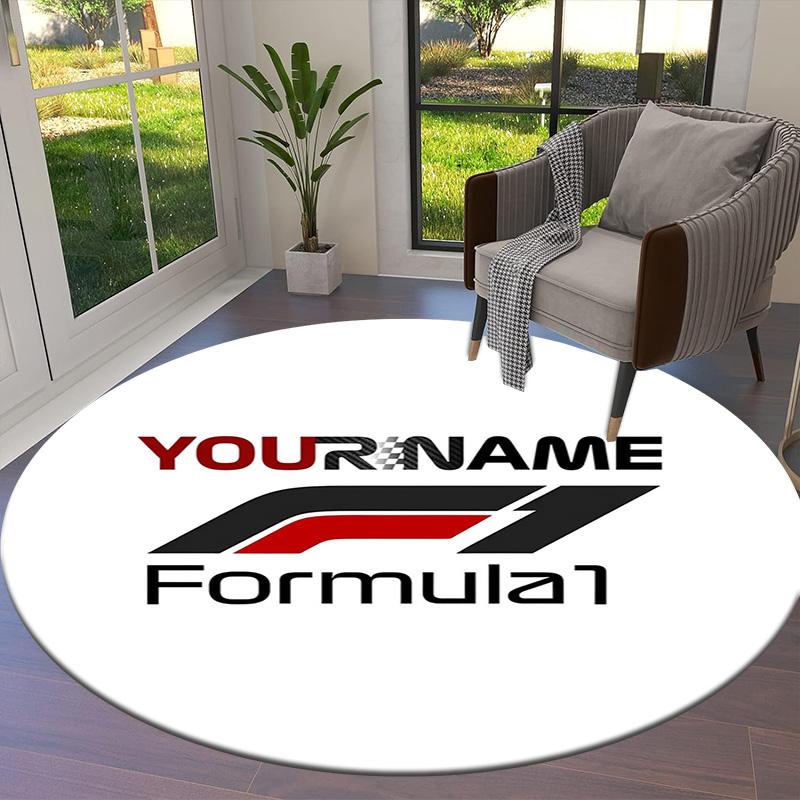 F1 Gear Custom Name Round Area Rug Carpet Rug For Living Room Bedroom Sofa Playroom Decor Nonslip Floor Mat