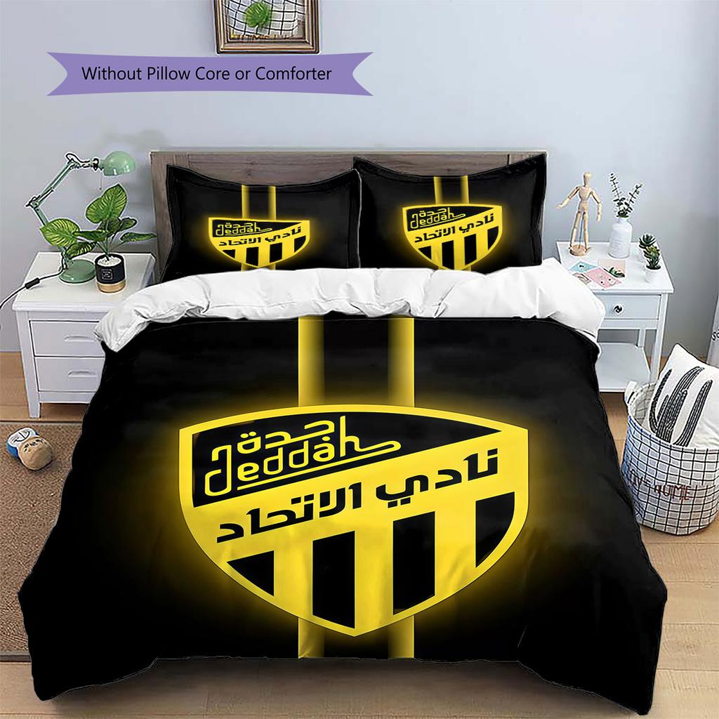 Al-Ittihad FC Pattern Bedding,Quilt Set Quilt Cover Pillowcase Home Birthday Gift(1 * Duvet Cover + 2 * Pillowcase, Without Core)