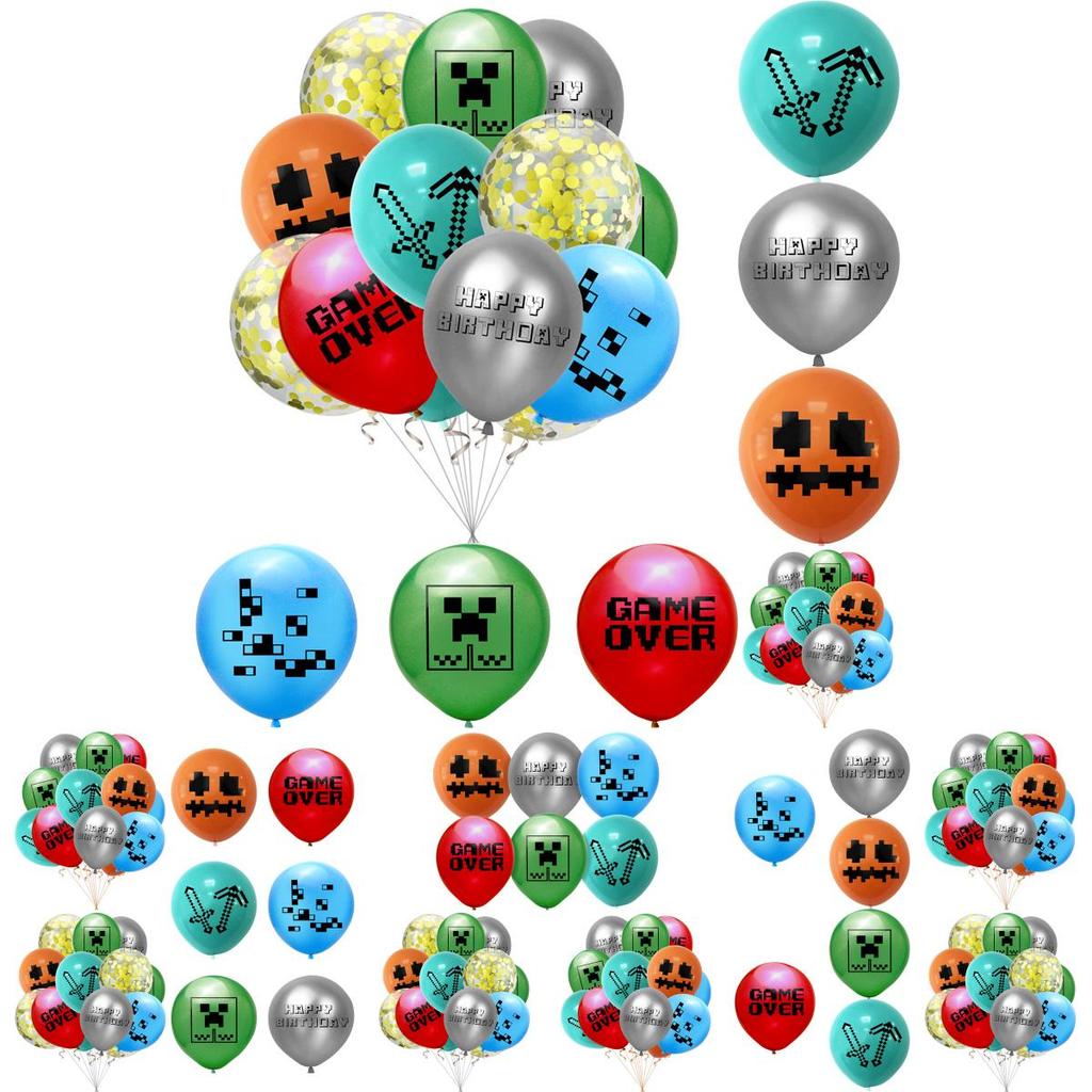 Zoll Minecraft Pixel Geburtstag Latexballon Partydekoration Für Kinder Spaßfeier**