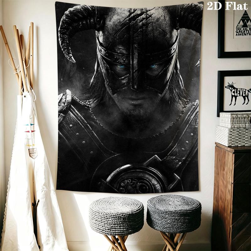 Skyrim Wall Tapestry Aesthetic Wall Hanging Printed Fabric Blanket Decorative Tapestries for Bedroom Living Room Home Decor
