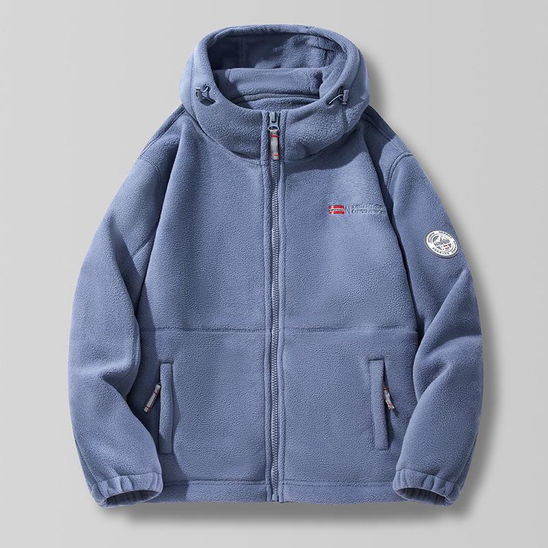 Unisex Sherpa Fleece Hooded Jacket: Warm, Thick, Casual Fashion for Autumn & Winter.