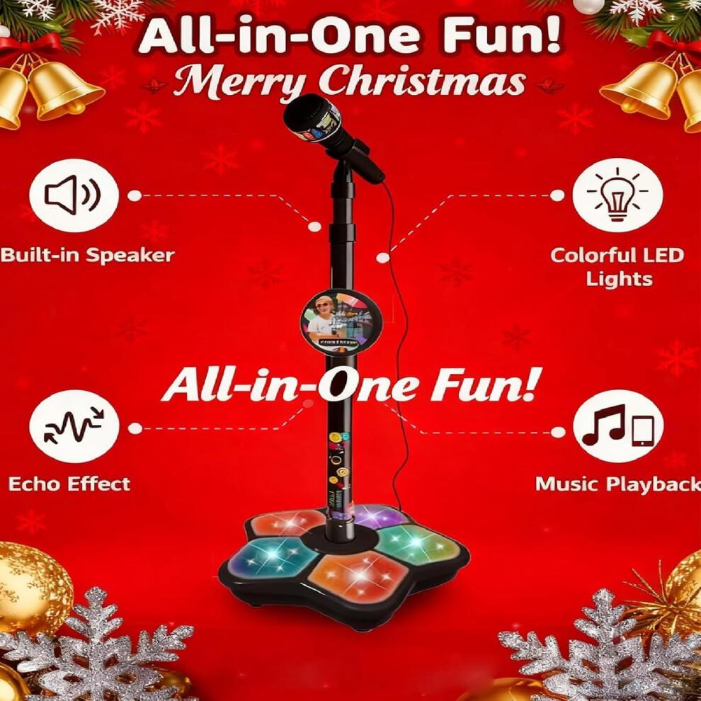 All-in-One Microphone Toy Karaoke Machine for Kids Stand Colourful Lights