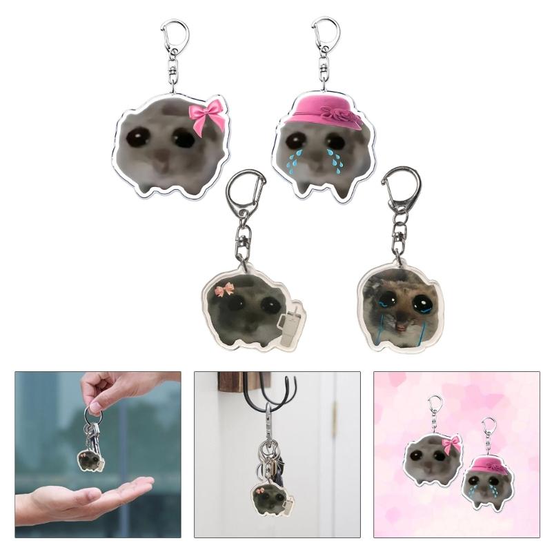 4 Pack Hamster Acrylic Keychain Fashion Bag Charm Stylish Bag Pendant Cartoon Key Rings Suitable for Bag and Keys