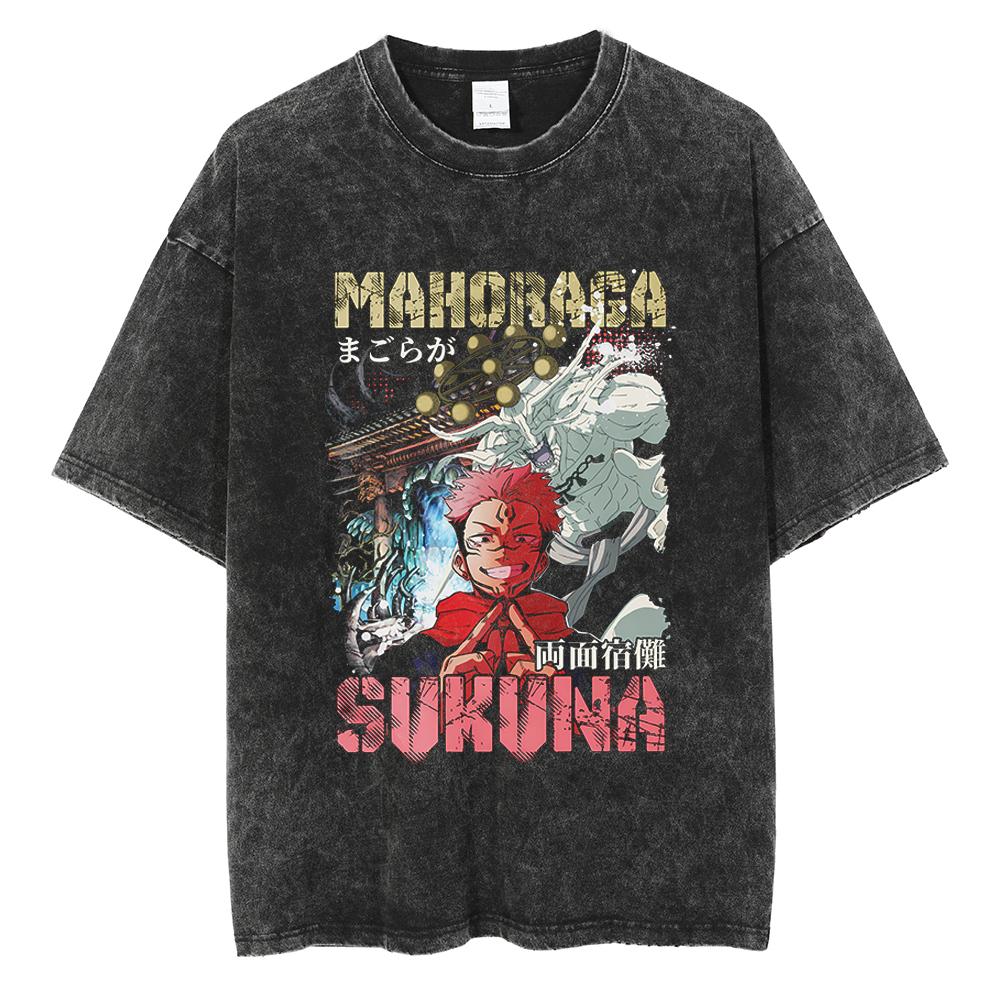 Hot Anime Jujutsu Kaisen Satoru Gojo Graphic Print Tshirt Men Women Washed Cotton Tshirts Harajuku Male Oversized T Shirt