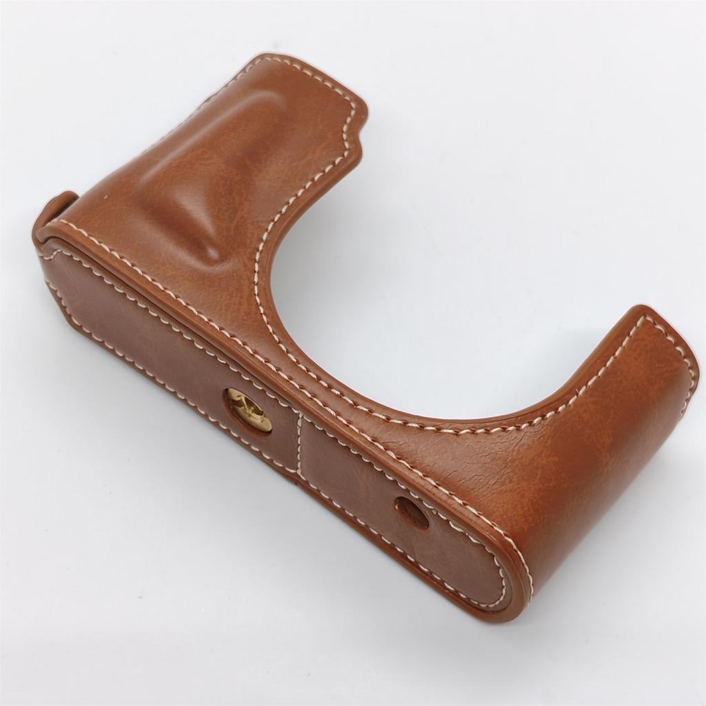 Skórzany futerał na aparat PU dla Leica D-Lux 8/7/(Typ 109) Konstrukcja z otworem na baterię Pokrowiec na połowę ciała z paskiem na rękę