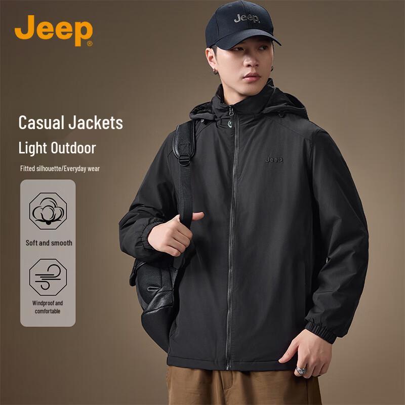 JEEP Men s Hooded Casual Cardigan Jacket 4XL