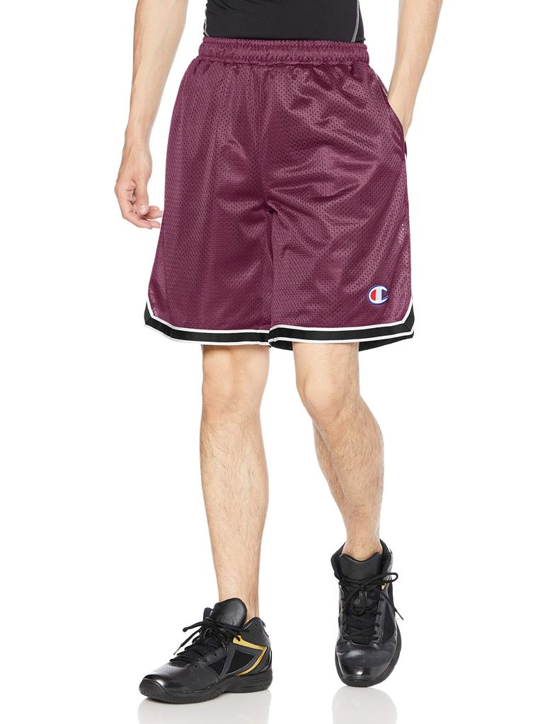 Champion CAGERS Mesh Shorts with a Size M C3-TB544 Men's Quick-Drying, Antibacterial, Odor-Resistant One-Point Logo, Maroon,
