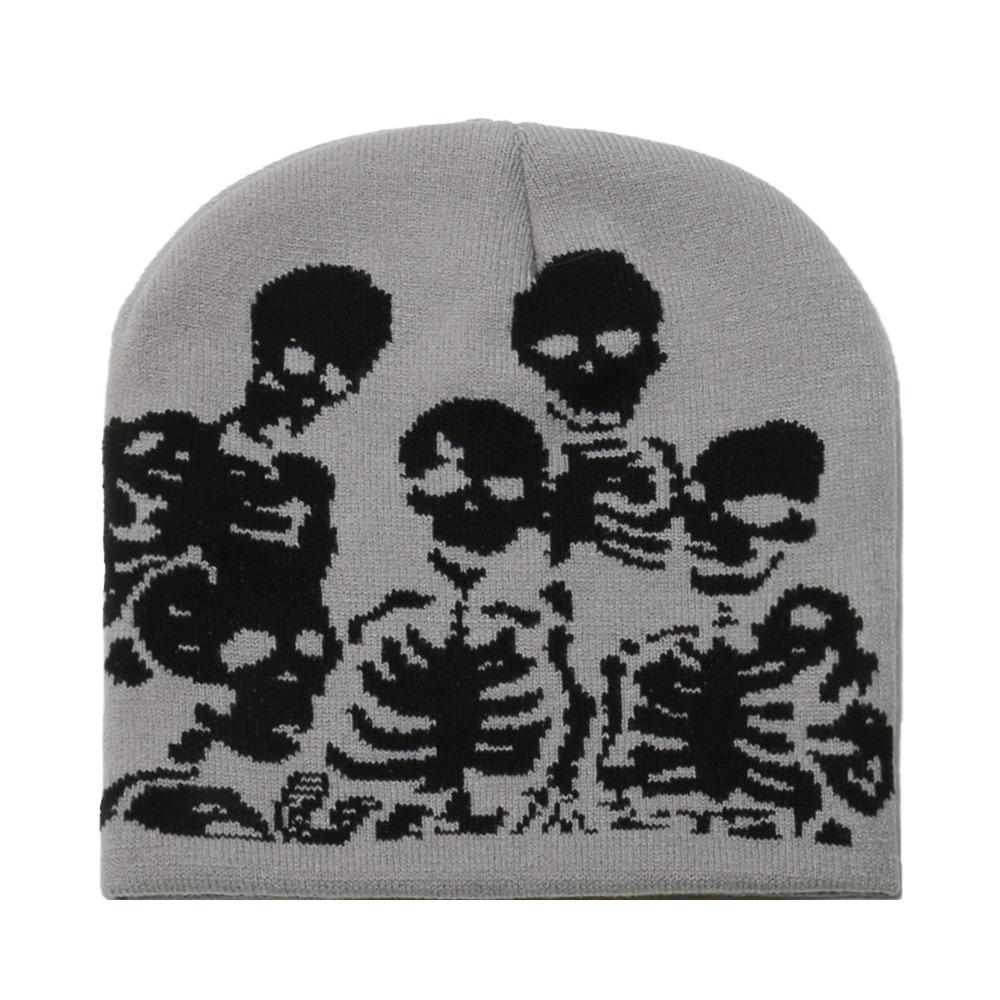 Totenkopf Mütze Wollmütze Geister Totenkopf Jacquard Strickmütze Halloween Hut