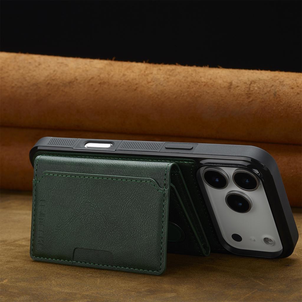 LC.IMEEKE L5 For iPhone 17 Pro Max Magnetic Phone Case Leather Back Cover with Detachable Card Holder