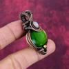 Green Fire Labradorite Pendant Copper Wire Wrapped Rainbow Moonstone Jewelry