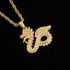 1pc Peraonality Trend Hip Hop Animal Dragon Pendant 316L Stainless Steel Necklaces with Rhinestone for Men Jewelry