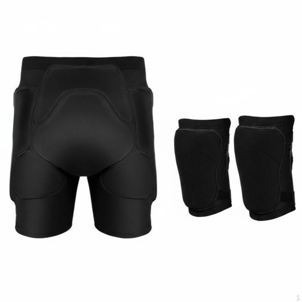 Protective Pads Set, Adjustable Knee Pads, Elbow Outdoor Sports Gear for Skating M Hip Pad