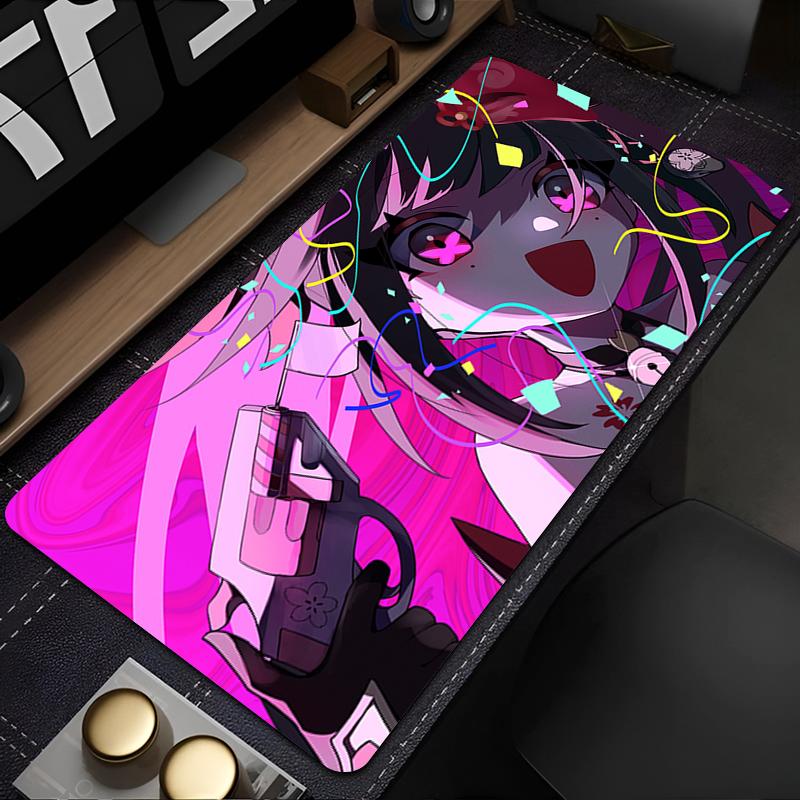 Gaming Mouse Pad Large Desk Mat Antislip Stitched Edges Pink Anime Girl Cute Print Waterproof Mat for Home Use