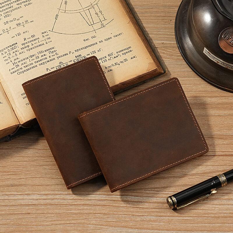 Retro Crazy Horse Leather Durable Credit Card Holder Men's Driving Document ID Card Cases Bank Card Leather Sheath Coffee Color