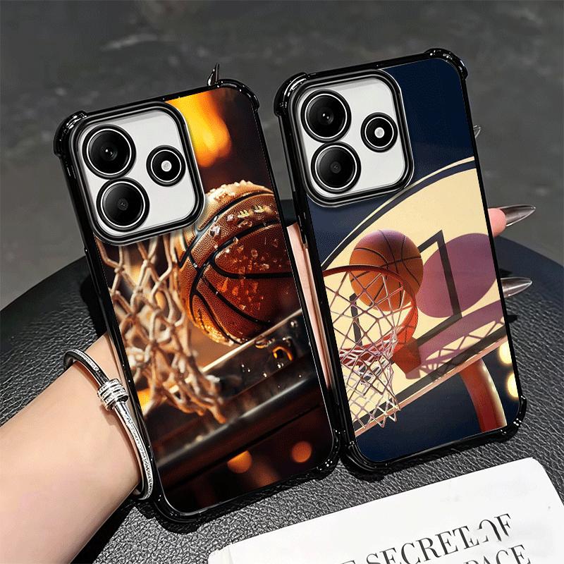 Basketball Basket Sports Plating Phone Case For Xiaomi Redmi Note 14 15 Pro Plus 13 12 11 11S 11T 10 9S 9 5G Anti-Fall Airabag C