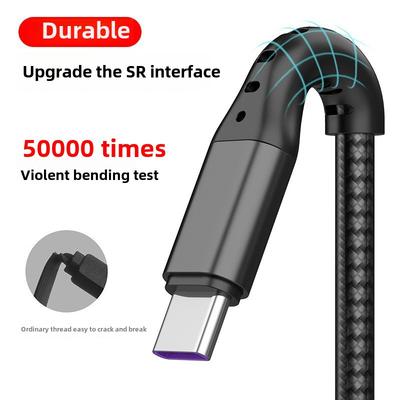 3 In 1 Fast Charging Cable 5A Braided USB Cable with Lightning Type-C Micro USB Compatible for iPhone Android Phones 1.2M Universal Charger Cord