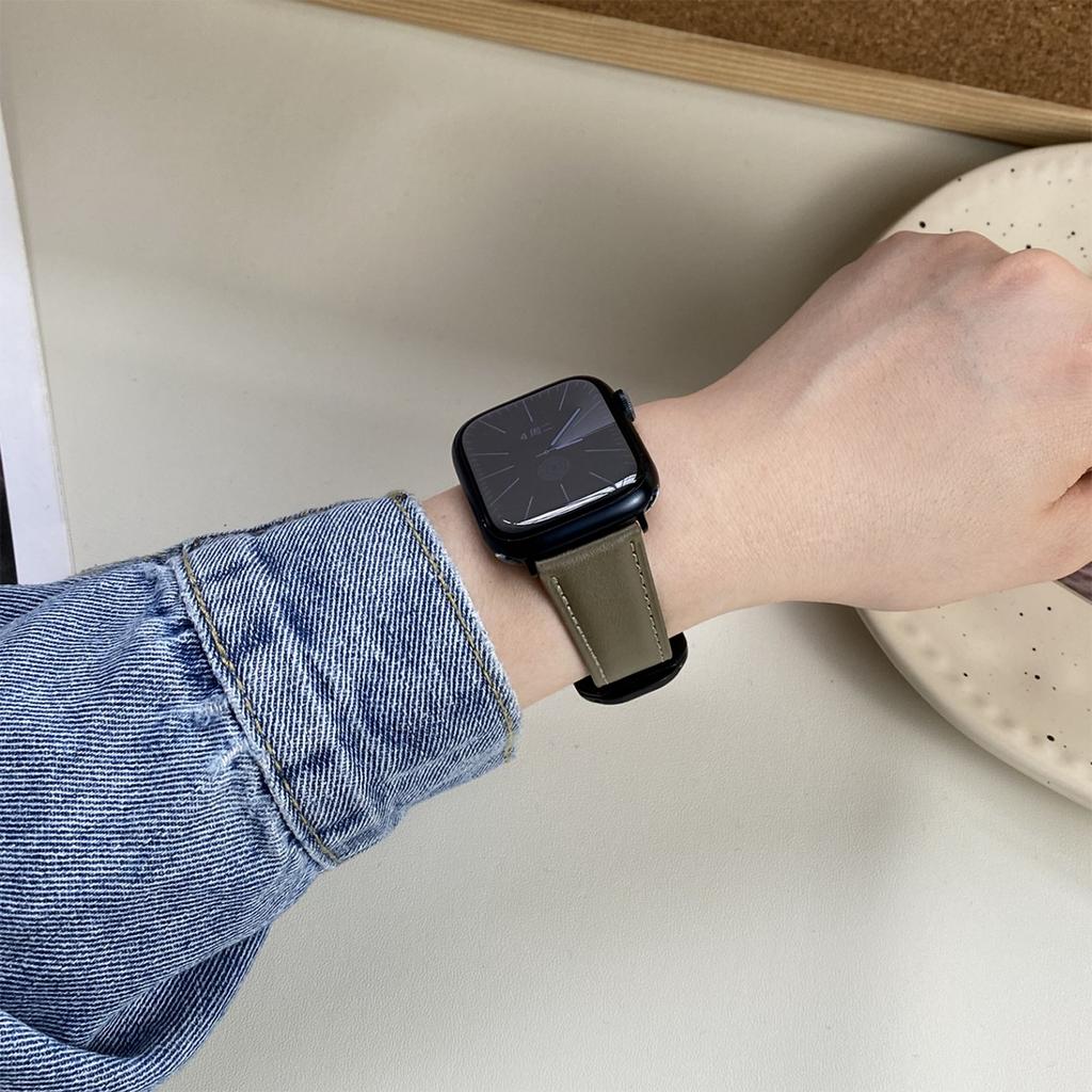 Für Apple Watch 10 46 mm/Ultra 2/Ultra 49 mm/9 8 7 45 mm/SE (2023) SE (2022) SE 6 5 4 44mm/3 2 1 42mm Echtes Rindsleder Armband