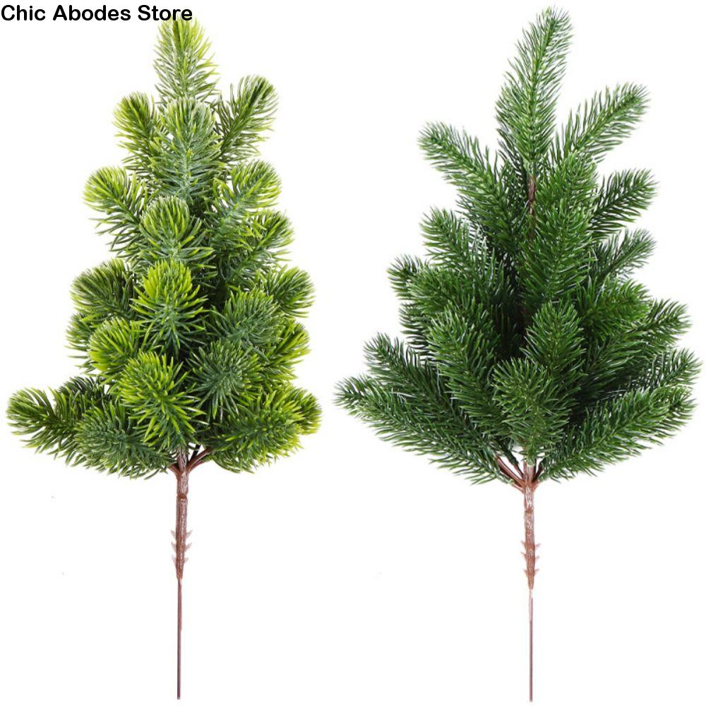 Realistic Artificial Pine Branches Green Plastic Artificial Pine Needle Branch Fake Ceder Branches Handmade