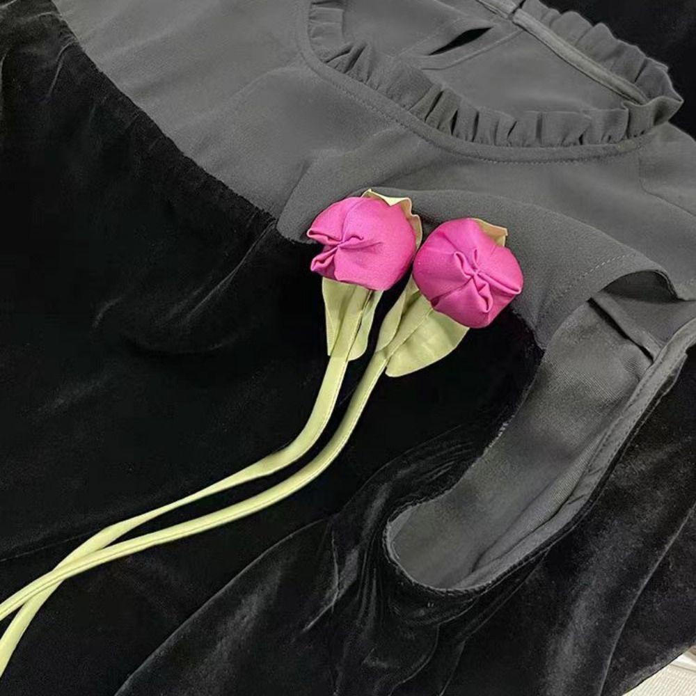 5PCS Handmade Clothing Appliques 3D Clothing Patch DIY Craft 3D Tulip Appliques  Clothes Decoration