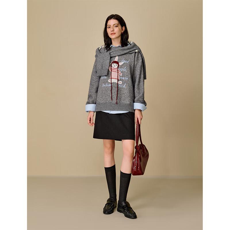 INMAN Gray Series Embroidered Pet Sweater