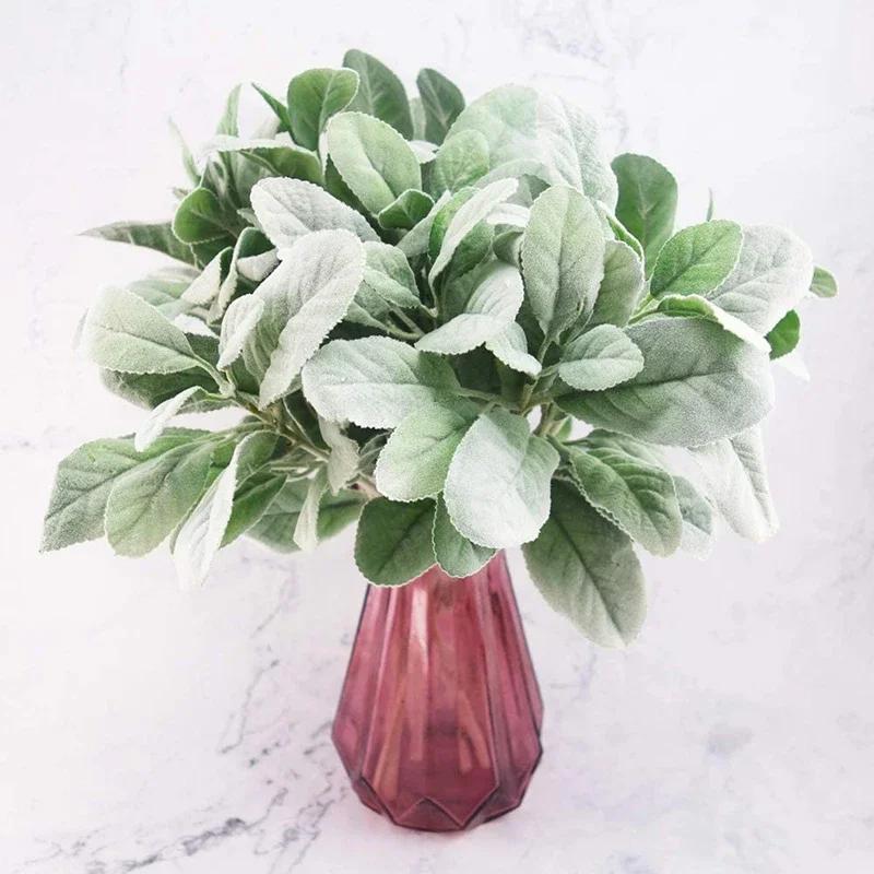 Artificial Plants Flocking Rabbit Ear Grass Wedding Christmas Decorations Vase for Home Scrapbooking DIY Gifts Box Autumn Garden