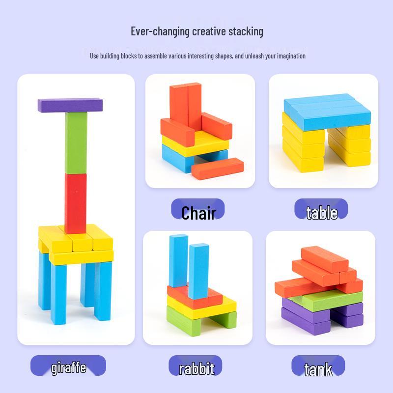 Pädagogisches Holz-Stapelspiel für Kinder – Balance- und Ziehklötze Spielzeug