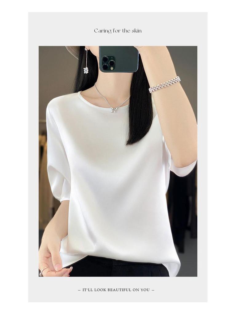 High-End Mulberry Silke Kortarmet Skjorte for Kvinner - Lett & Elegant Sommeroverdel