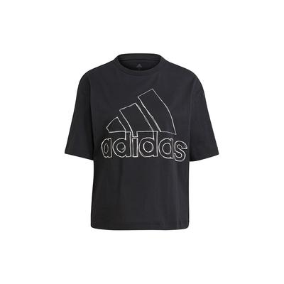 W Big Logo T Print Sports Short Sleeve Drop Shoulder T-Shirt Women Tops Black GV5174