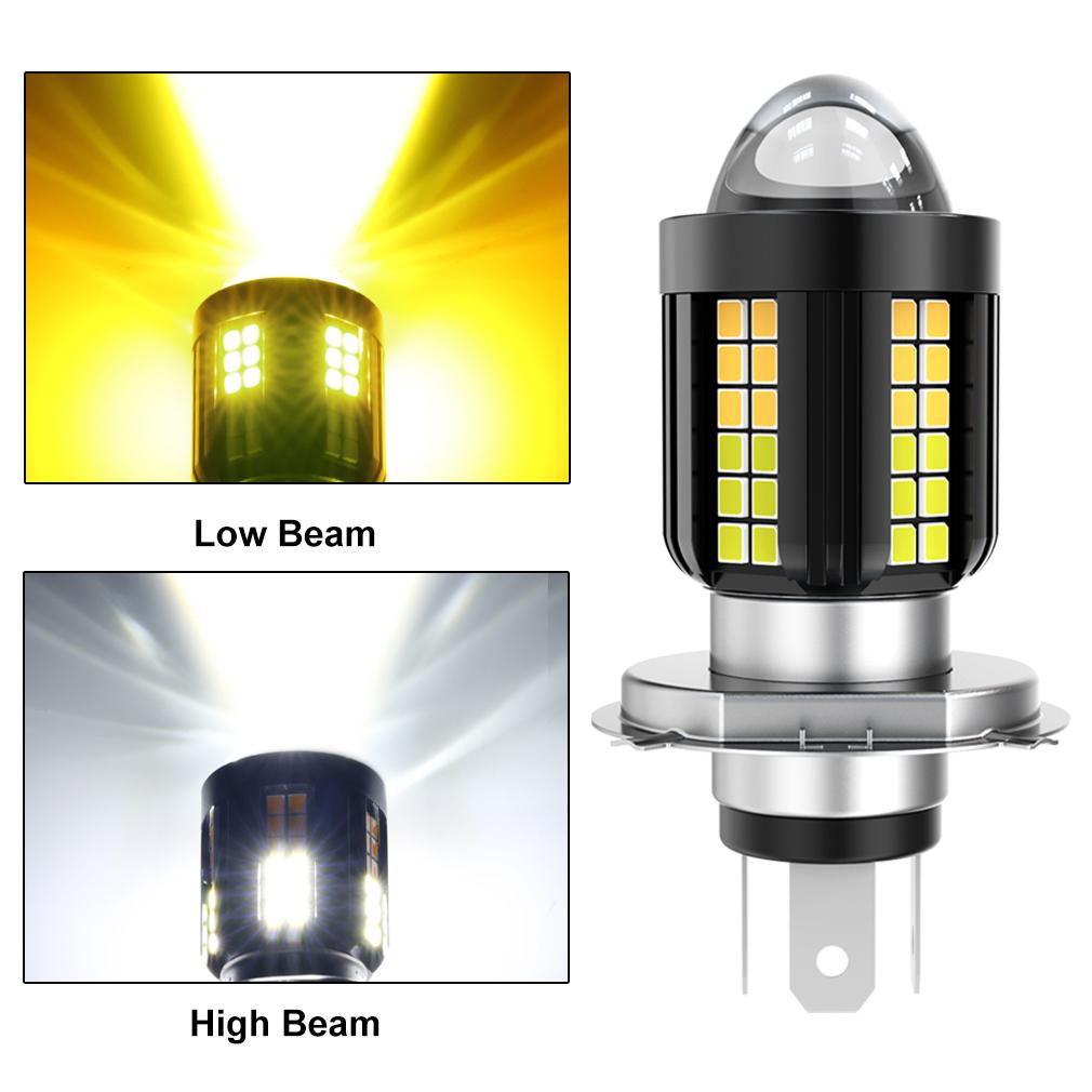 

1 шт. Двухцветная светодиодная линза H4 Фара мотоцикла H6 BA20D CSP+30SMD 2835 Светодиодная лампа для мотоцикла дальнего/ближнего света Белая Желтая H4 белый/жёлтый