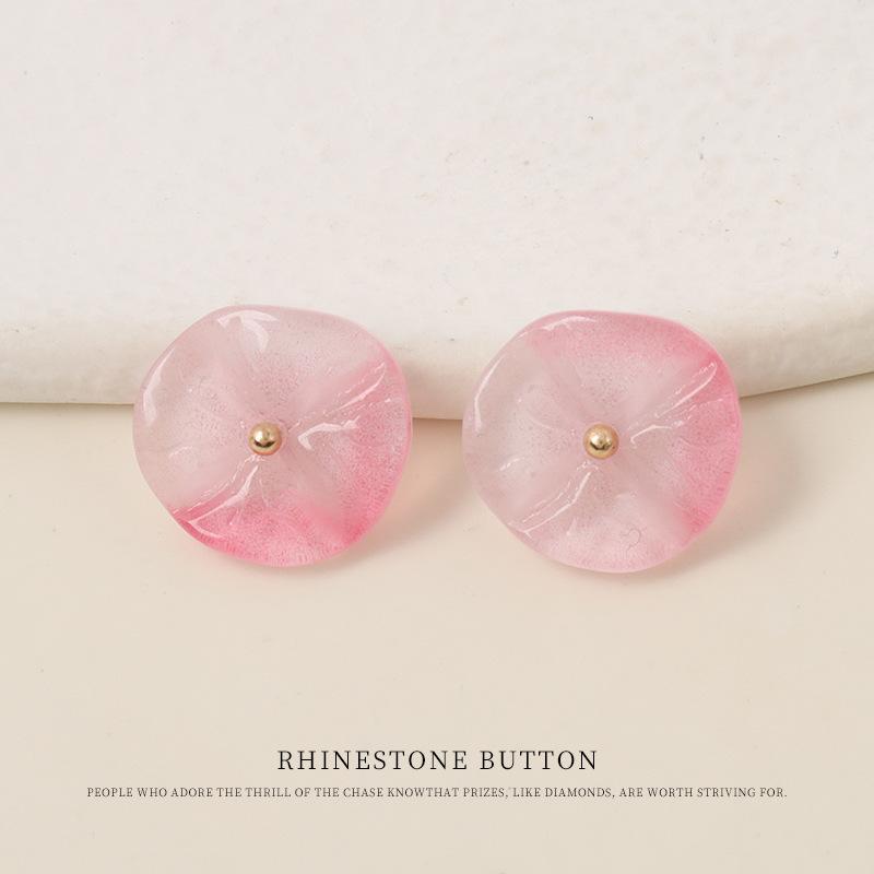 

5pcs National Style Lotus Leaf Glass Buttons Chinese Cheongsam Hanfu Shirt Decorative Buttons Sweater Cardigan Small Fresh Buttons 15mm pink + gold