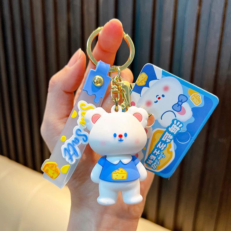 

Soft Rubber Cheese Rabbit Keychain with Rotating Bow - Cute Pendant Gift for Boys, Girls, Couples