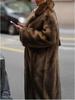 Dark Brown Faux Fur Long Coat - 2024 Winter Collection: Plush, Warm, and Thickened.