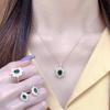 Emerald Gemstone Necklace, Ring, and Earrings Set - Elegant and Versatile Clavicle Chain Pendant
