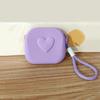 Love Heart Silicone Storage Bag Square Multifunctional Coin Purse Waterproof with Lanyard Mini Cosmetic Bag Makeup Organizer