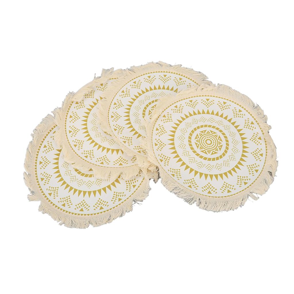 4Pcs Boho Table Mats Cotton Easy To Clean DIY Placemats with Tassels for Posing Beauty Shoots